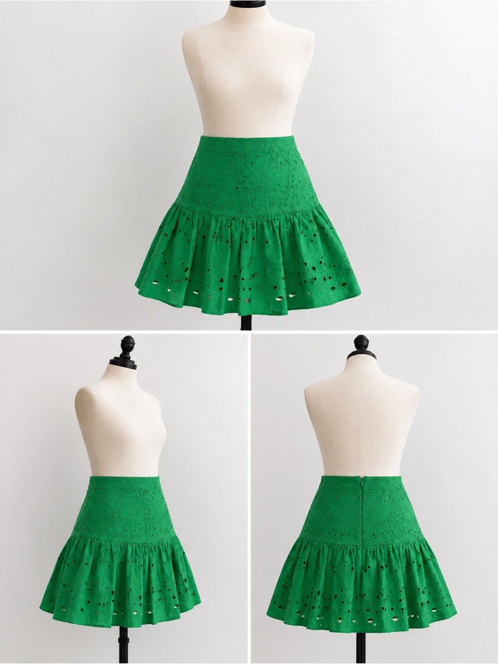 Zara Eyelet Embroidered Tiered Mini Skirt – XS